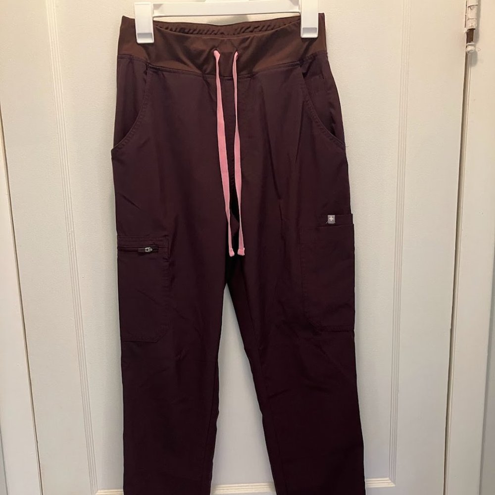 Figs High Waisted Yola Scrub Pant--Dark Fig FreeX, Small